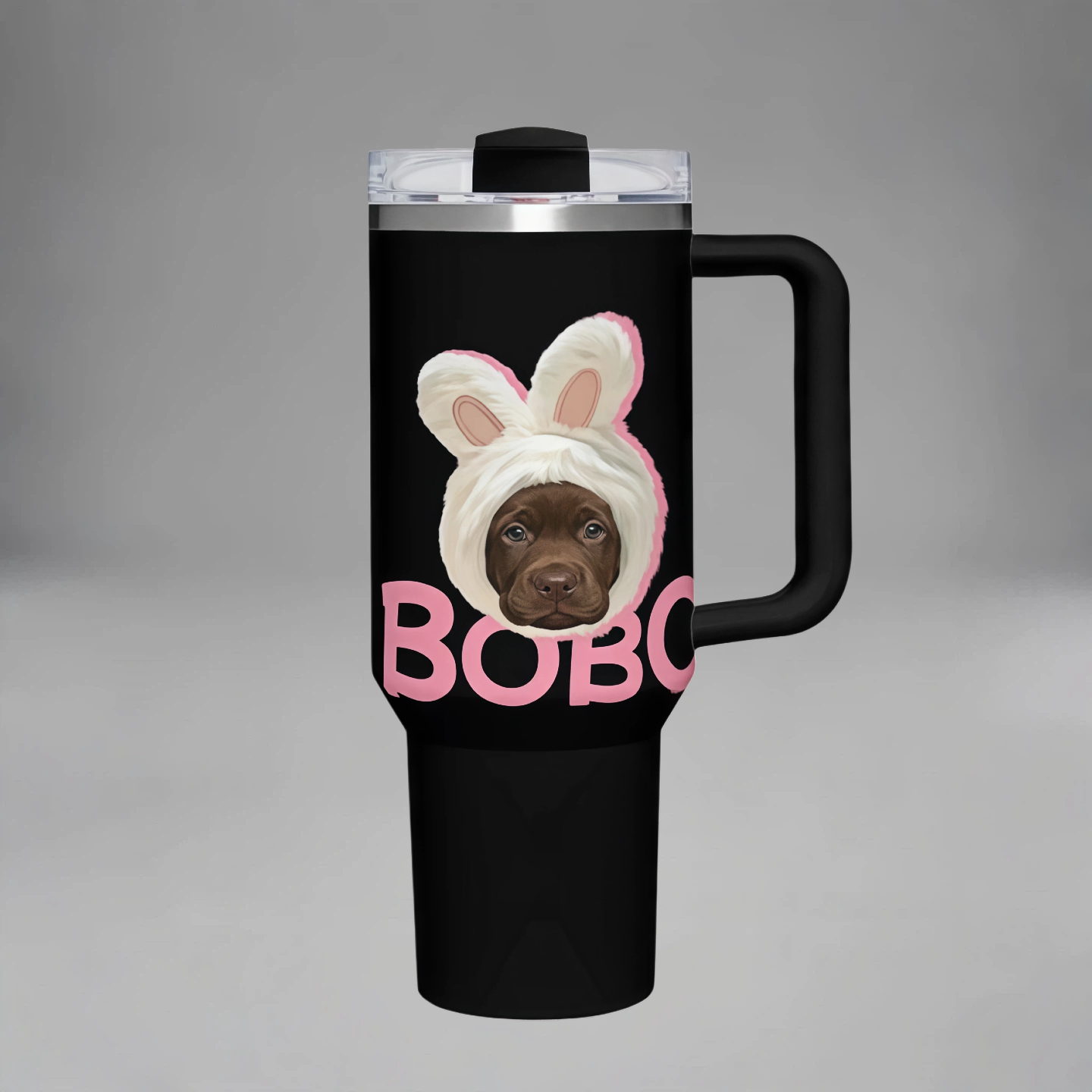 Custom Pet Photo Tumbler with Lid & Straw, Personalized Dog Cat Picture Cup Insulated Stainless Steel Travel Mug Cute Gift for Pet Lovers Coffee Iced Drink Cup