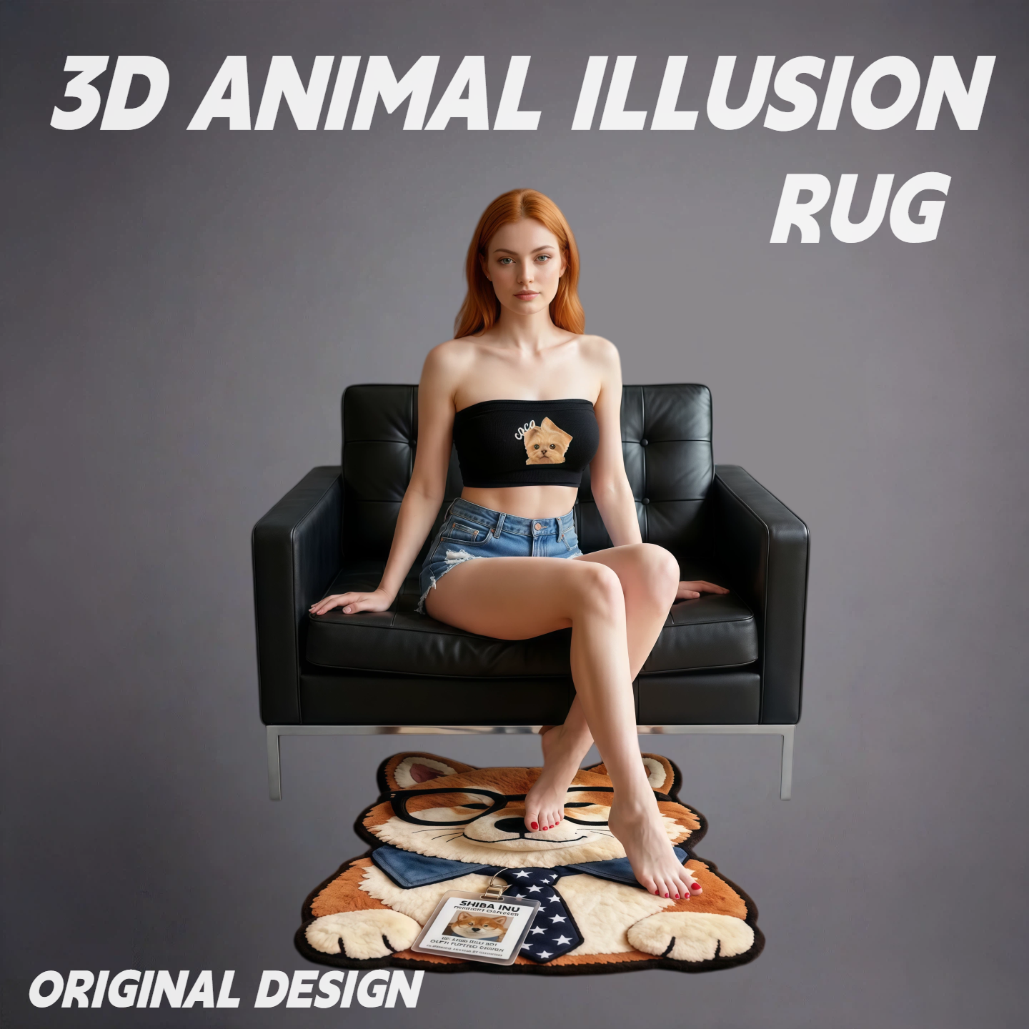 3D Illusion Animal Rug – Cartoon Shaped Irregular Area Rug for Room Decor & Optical Illusion Design