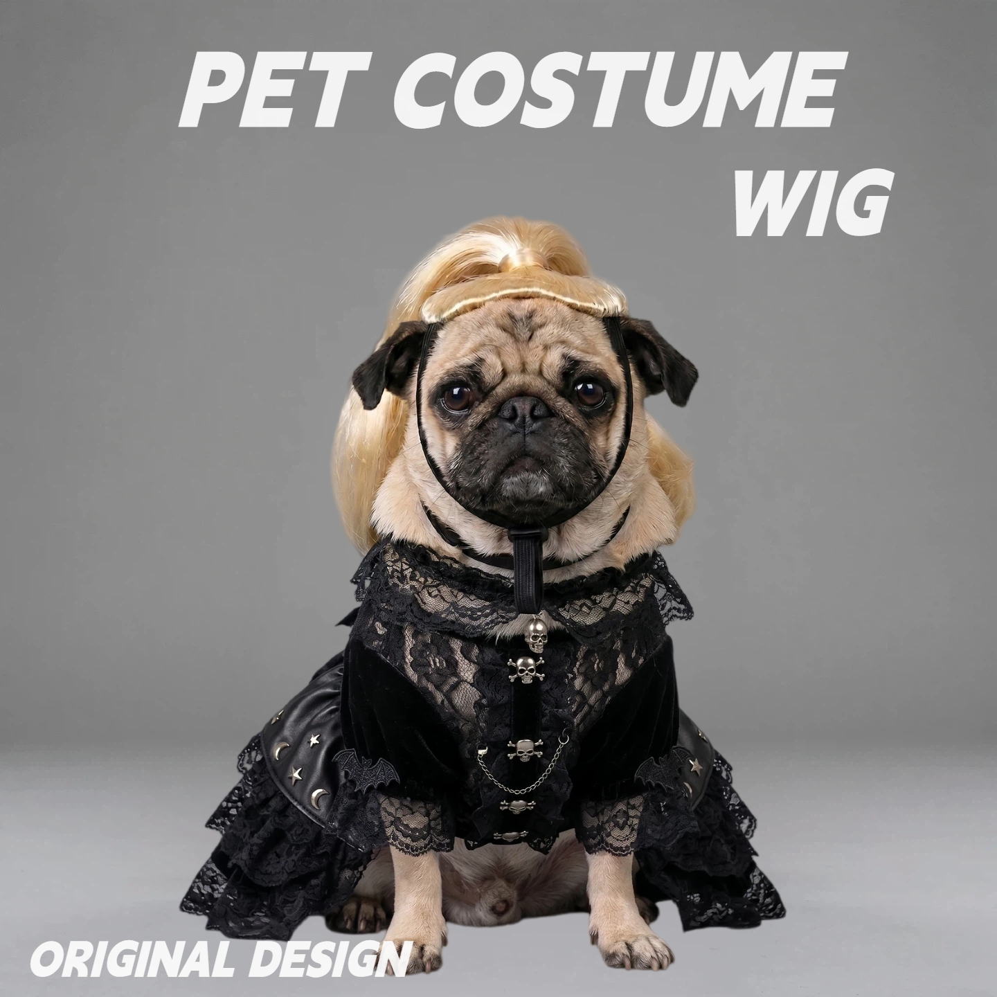 Light Blonde Ponytail Pet Wig for Dogs & Cats – Funny Costume Hairpiece for Cute Photos & Dress-Up