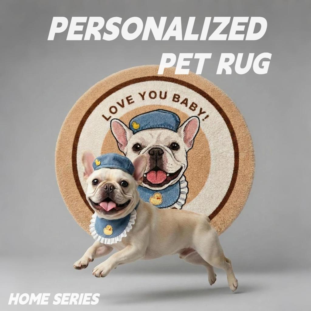 Custom Pet Rug Personalized Dog & Cat Photo Carpet, Soft Flannel Floor Mat for Home Room, Gift for Pet Lovers