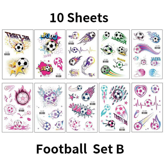 Bling Football Tattoo Stickers - 30 Sheets Waterproof Soccer Face & Body Stickers for Sports Matches, School Games & Football Party Supplies