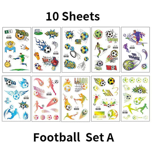Bling Football Tattoo Stickers - 30 Sheets Waterproof Soccer Face & Body Stickers for Sports Matches, School Games & Football Party Supplies
