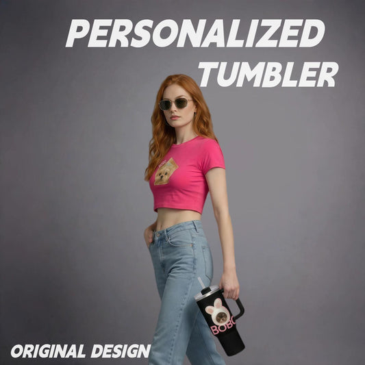 Custom Pet Photo Tumbler with Lid & Straw, Personalized Dog Cat Picture Cup Insulated Stainless Steel Travel Mug Cute Gift for Pet Lovers Coffee Iced Drink Cup