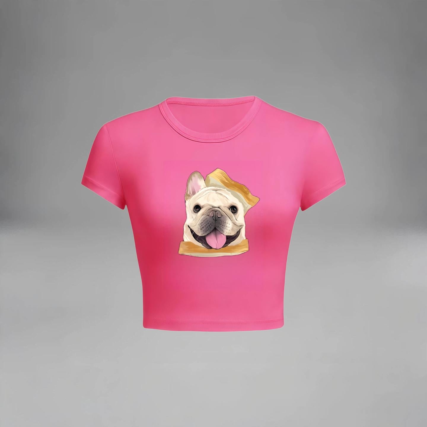 Custom Pet Face Crop Top for Women, Personalized Dog Cat Photo T-Shirt Cute Graphic Tee Slim Fit Short Sleeve Summer Top Gift for Pet Lovers