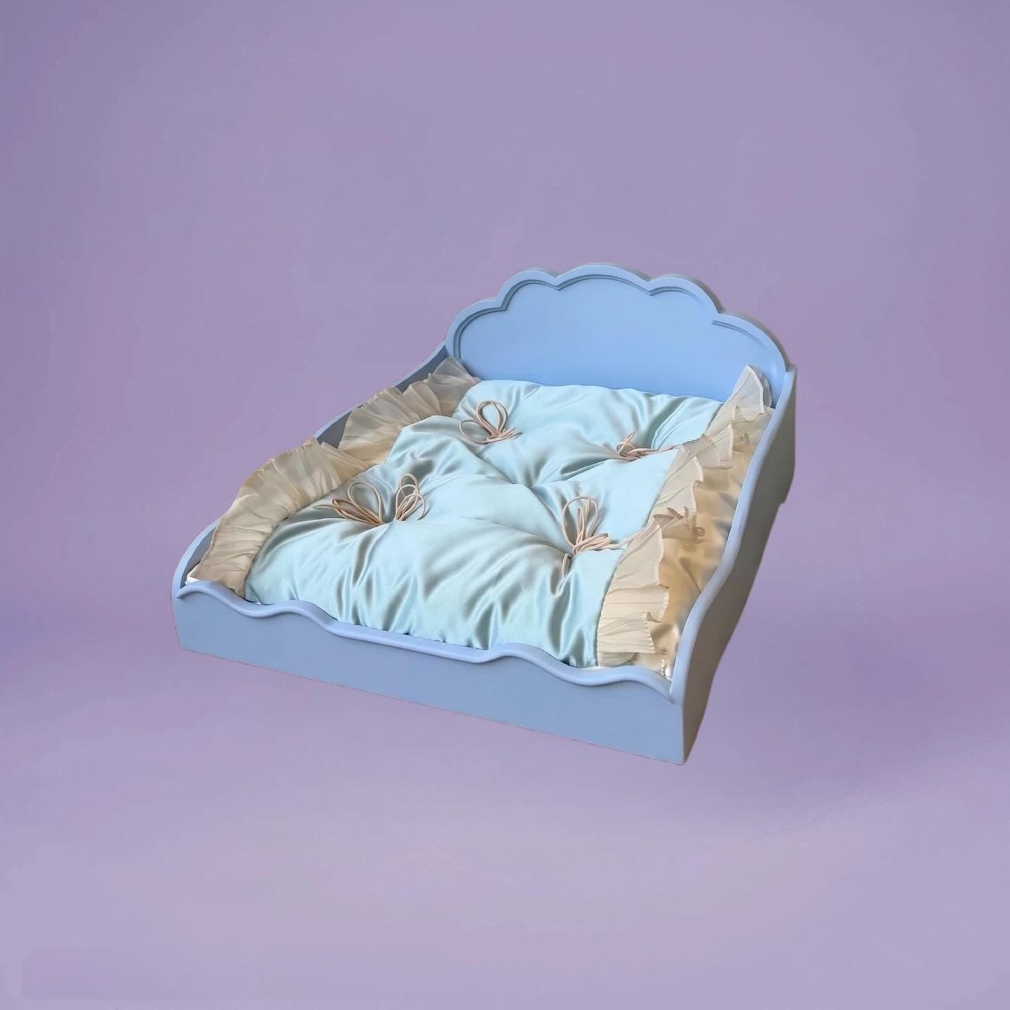 The Regal Princess Satin & Lace Scalloped Pet Daybed for Dogs Cats